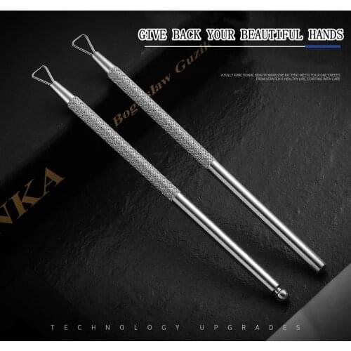 Double Headed Nail Triangle Stick UV Gel Polish Remover Stainless Steel Cuticle Peeler Scraper Pusher Nail Dead Skin Clean Tool