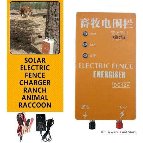 10KM Solar Electric Fence Energizer Charger XSD-280BHigh Voltage Pulse Controller Animal Shepherd Poultry Farm Electric Column