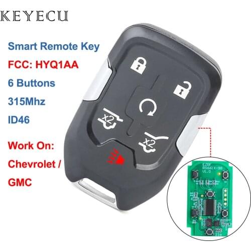 Keyecu 6 Buttons Smart Remote Car Key for GMC Yukon XL Denali for Chevrolet Suburban Tahoe 2015 2015 2017 2018 2019 FCC: HYQ1AA