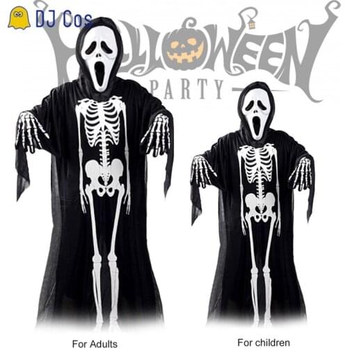 Halloween Costumes for Family Party Costume for Parents and Kids Skull Skeleton Horror Scary Robes Ghost Adult Kids Cosplay Cape