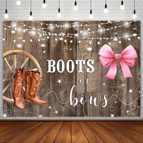 Cowboy Gender Reveal Party Backdrop Newborn Baby Shower Boy Or Girl Boots Bow Photography Background Photo Studio Photozone Prop