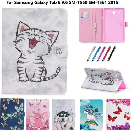 For Samsung Tab E 9.6 T560 Cartoon Unicorn Puppy Leather Fundas Case For Samsung Galaxy Tab E 9.6" T560 T561 Tablet Stand Shell