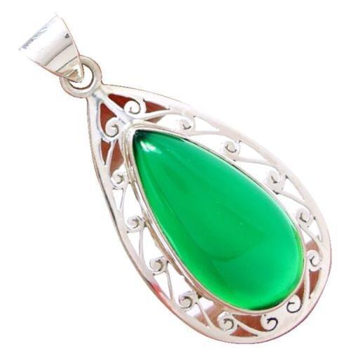 Genuine Green Onyx Pendant 100% 925 Sterling Silver Jewelry 51 MM AP1074