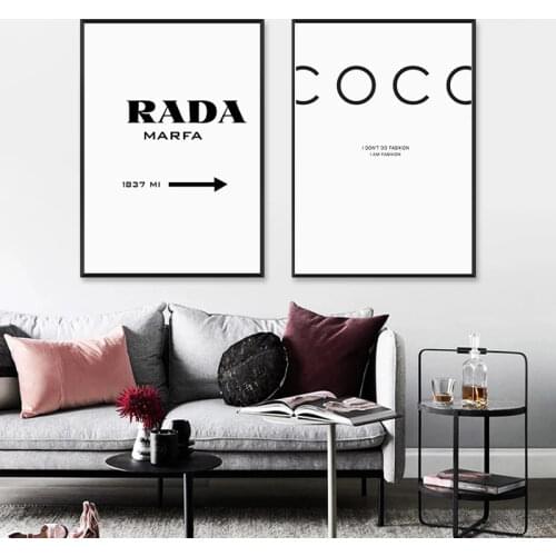 Fashion Coco Quotes Wall Art Canvas Painting Modern Black White Marble Vogue Pictures Posters and Prints for Living Room Decor