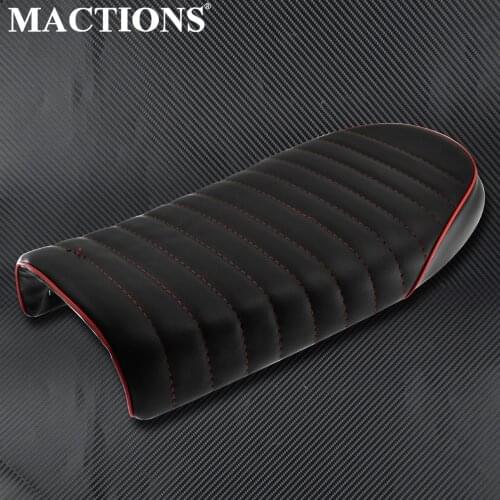 Motorcycle Retro Seat Vintage Flat Brat Seat Cafe Racer Saddle Black&Red For Honda CB CL GN CB350 CB400 CB500