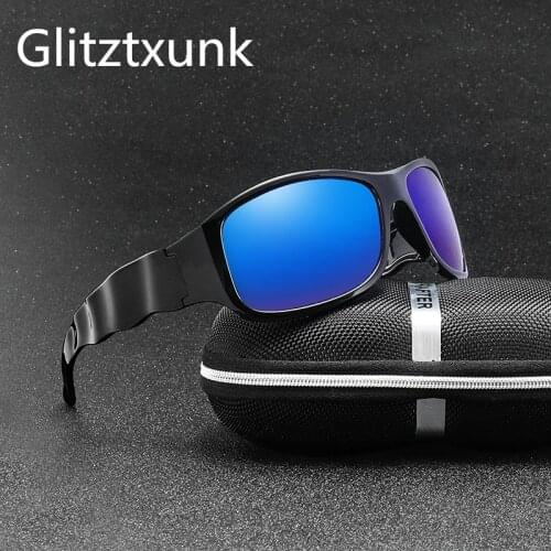 Glitztxunk Retro Polarized Sunglasses Men Vintage Square Sunglasses Mirror Anti-Glare Drivers Sun Glasses For Men темные очки