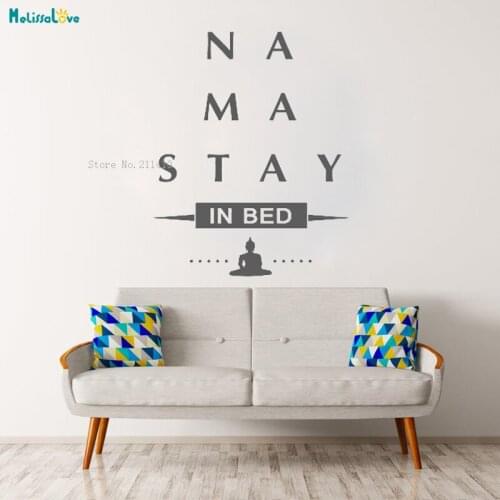 Namastay in Bed Wall Sticker Namaste Art Yoga Zen Buddha Bedroom Decor Headboard Quote Vinyl Sticker Saying Lettering YT2321
