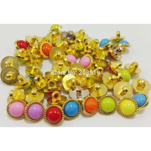 NBNOSA 1/2" Shirt buttons mix 100pcs randomly Colorful Gold Plated shank sewing apparel accessories