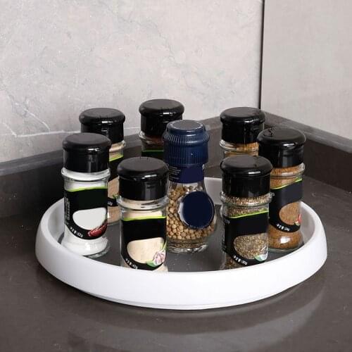 Kitchen Bathroom Non-Slip Rotating Storage Tray Fruit Snack Dried Storage Plate Multifunctional Plastic Desktop Organizer