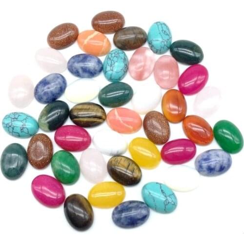 Wholesale Stone Bead Cabochons DIY Jewelry Making Oval 10x14 mm Mixed Stones Crystal Unakite Sodalite Color Stones etc