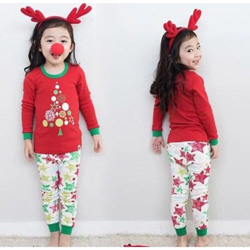 Cartoon Baby Girls Pajamas Set Kids Sleepwear Autumn Spring Fits 2pcs Bay Clothing Long Sleeve Dot Top Shirts + Pants Nightwear