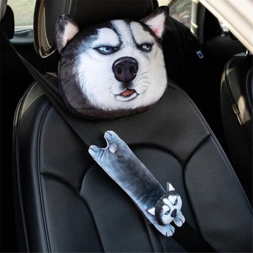Car Headrest Neck Pillow Cute Cartoon Animal Shoulder Protector Car Styling Seat Belt Cover Shoulder Pad Head Neck Rest Cushion