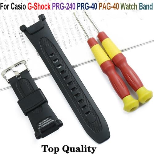 For CASIO PRG-240 PRG-40 PAG-40 Watch Metal button Band rubber Strap Bracelet watchband Replacement Wrist for CASIO Wristband