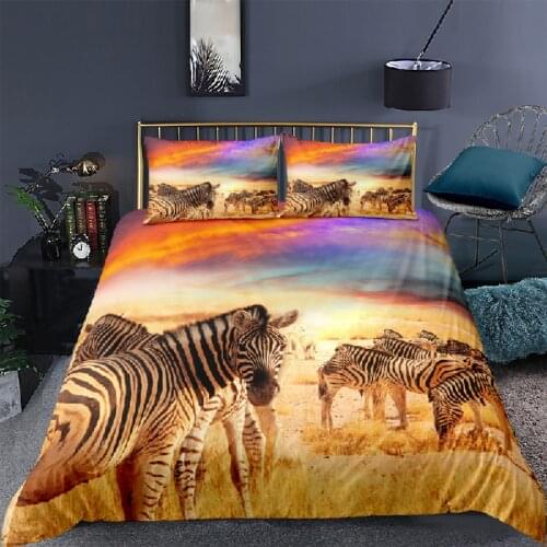 Luxury 3D Zebra Print Adult Kids Bedding Set Comfortable Animal Duvet Cover Pillowcase Home Textile Single Queen and King Size