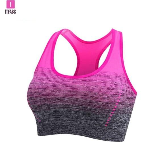 Sports Bra High Stretch Fitness Padded Breathable Top Women Running Yoga Gym Seamless Crop Bras Gradient Sport Bra