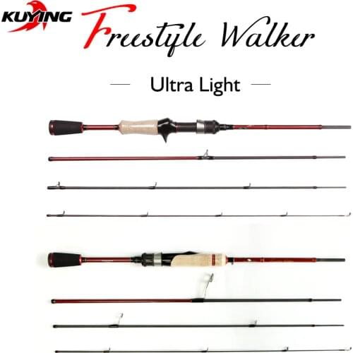 KUYING FREESTYLE UL Ultra light 1.8m 6' Spinning Casting Fishing Lure Rod Mini Travel Packet Pocket Stick Pole Cane 1-7g Lure