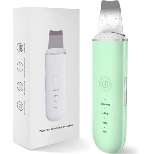 Ultrasonic Skin Scrubber Vibration Face Cleaner Blackhead Remover Facial Scrubber Shovel Clean Cavitation Peeling Massager Tool