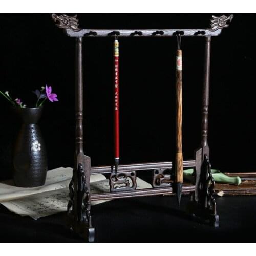 Advanced Chinese Calligraphy Brushes Pen Holder Stand Rosewood 12 Hooks Brushes Hanging Simple Retro Brush Pen Hanger Pen Rest