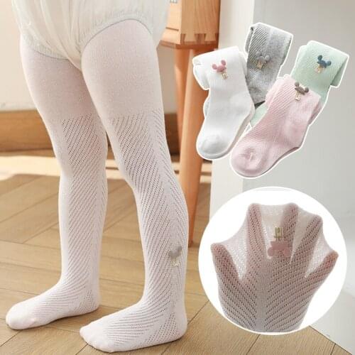Spring and summer thin cute Mickey anti-hook wire mesh pantyhose summer cotton baby leggings fashion breathable mosquito socks