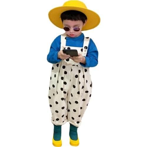 Spring Baby Unisex Korean Style Dot Overralls Pants