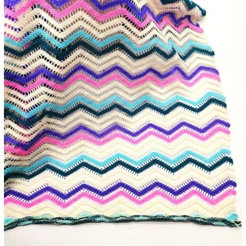 Knitting Lace Fabrics Zig Zag Wave Striped Lace Crochet Mesh Fabric Diy Fashion Cloth 150CM/708