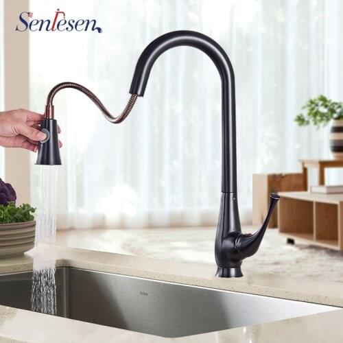 Senlesen Pull Out Kitchen Faucet Chrome/Orb/Brushed Mixer Water Faucet For Kitchen Water Mixer 2 Function Spout