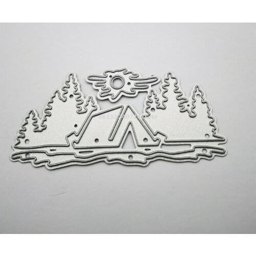 Camping Tent Woods Carbon Steel Cutting Dies DIY Scrapbooking Photo Album Embossing Paper Cards Making Stencil Decorate
