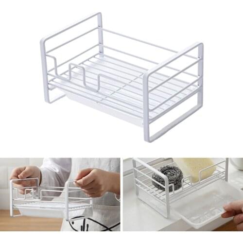 1pc Sponge Holder Soap Drain Storage Rack Dishcloth Sink Storage Shelf Iron Shelf Brush Holder Kitchen Storage Desk Organizer