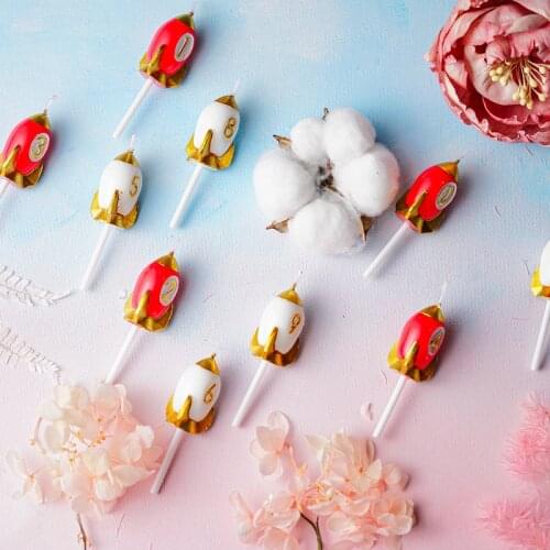 1PC Children Rocket Number Candle Astronaut Space Birthday Cake Decoration Party Baby Kids Birthday Annivesary Party Decoration