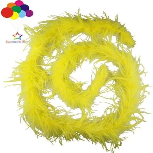 1pcs Luxury Ostrich Feather Boa 2 meter Long yellow High Quality for diy Fluffy Costume Dress mask headdress
