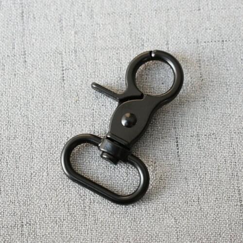 1 Pcs/Pack 25mm Black Webbing Metal Carabiners Clasp Eyelets Clip Loop Snap Hook For Cord Dog Pet Leash Harness Bag