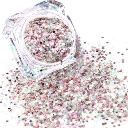 1Bag (weight 50G)Pink Chunky Glitter Metallic Multi-color Nail Art Glitter//Holographic +Iridescent Chunky Glitter//Bulk Glitter