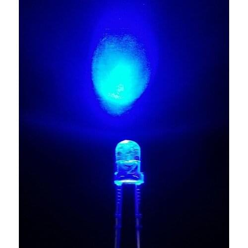 1000PC 5MM white hair blue lamp long foot LED light emitting diode bead bright F5 white hair blue head spotlight transparent 3V