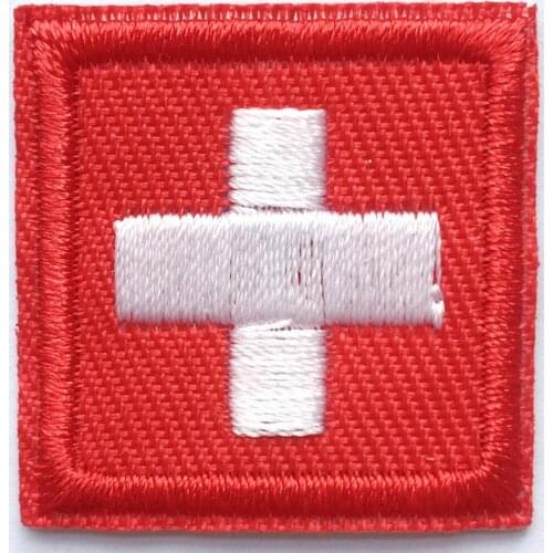 Flag of Switzerland Swiss embroidered applique iron on patch small (Size is about 2.8 cm)