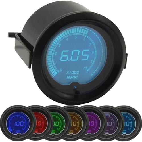 2inch 52mm rpm meter Tachometer Boost Water temp Oil temp Volt Oil pressure Gauge LCD Digital 7 Color + Gauge Pods tacometro