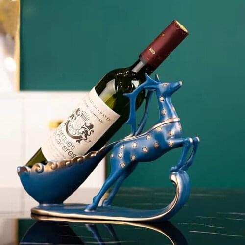 2022New Home Furnishing Deer Wine Rack Decoration Living Room Office Wine Cabinet Decoration Wine Bottle Rack Christmas Gift