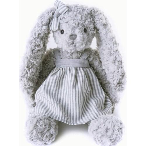 30CM The New Dressed Rabbit Doll Grey Screwed Plush Toys Soothe Doll Childrens Birthday Gifts