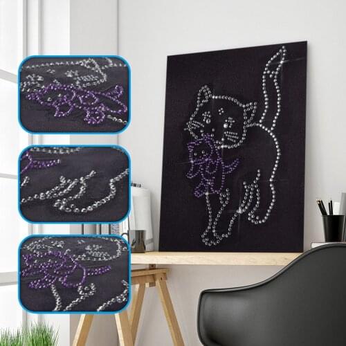 5D DIY Diamond Painting Painted Cartoon Animals Cat Embroidery Shiny Crystal Cross Stitch Embroidery Crafts Home Decoration