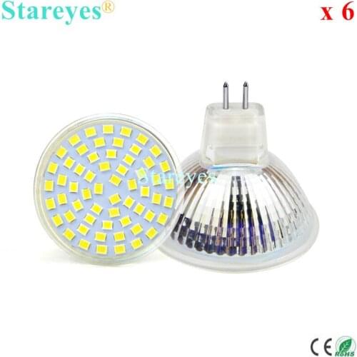 6 pcs SMD 2835 3528 SMD 60 LED 4W MR16 (DC12V ) led Spotlight lamp Downlight Bulb led lamp droplight light lighting