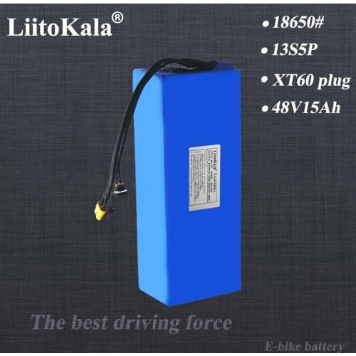 LiitoKala 48V battery 48V 15ah 13S5P 18650 lithium ion battery pack 48V 15AH electric bike battery for 48V 500W 750W 1000W motor