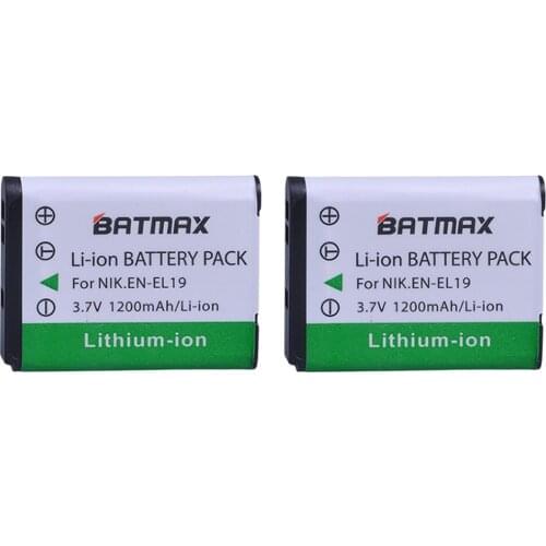2Pcs EN-EL19 EN EL19 ENEL19 Rechargeable Battery for Nikon Coolpix S3100 S3200 S3300 S4100 S4200 S4300 S4400 S5200 S6400 S6500
