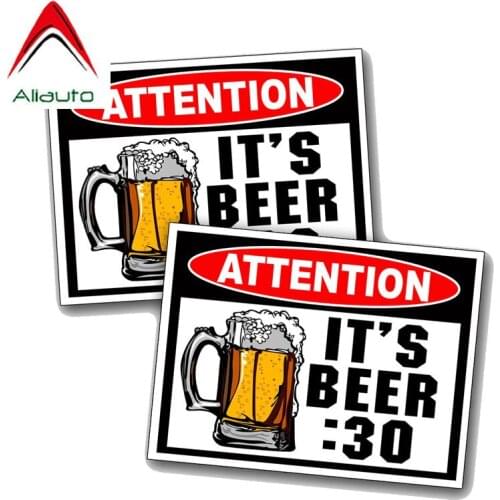 Aliauto 2 X Warning Car Stickers Beer 30 Attention Accessories PVC Decal for VW Polo Lada Granta Nissan Qashqai Golf 5,11cm*8cm