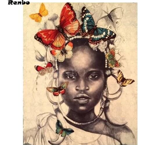 African Girl Butterfly,5D diy diamond painting,cross stitch,diamond embroidery beads mosaic picture pastes full square drill