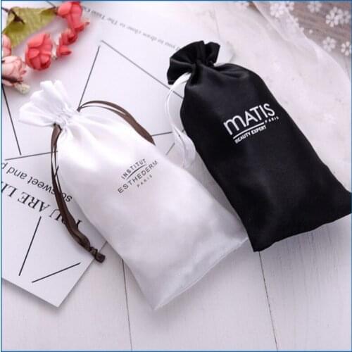 Satin Bags for Packaging Jewelry Makeup Wedding Party Gift Storage Hair Shoe Pouch Silk Luxury Reusable Sachet Custom Logo Print