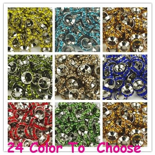 DHL Free 10mm Mixed 9 Color Each 100 Pieces Rhinestone Crystal Rondelle Spacer Beads Lot,Rgrt34m Plated European Beads