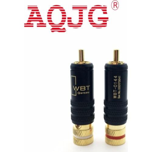 DHLor EMS free shipping 100PCS RCA connector male WBT-0144 signal line plug WBT 0144 RCA plug lotus head copper plug gold plated