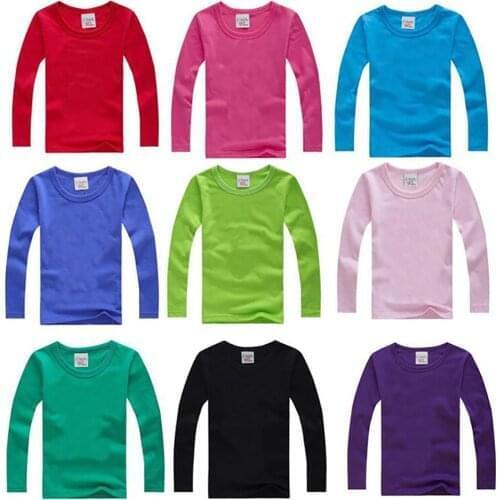 Boys Girls Long Sleeve TShirts For Children Spring Autumn pure color T-shirt Cotton 1 -12T Kids Clothing Baby Girls Tops Clothes