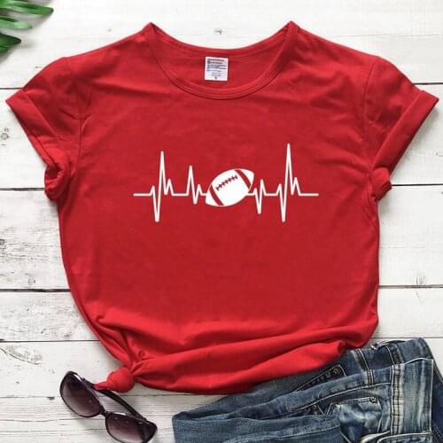 Football Heartbeat T-shirt Funny Unisex Football Team Sports Tshirt Cute Women Graphic Game Day Gift Tee Shirt Top Drop Shipping