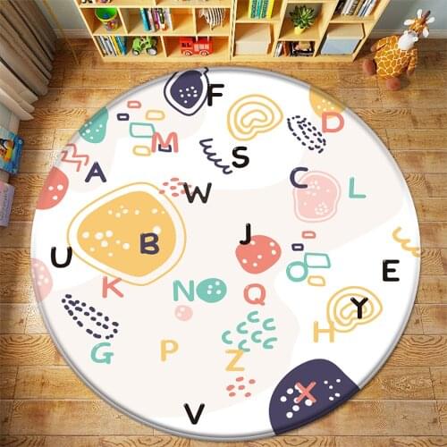 Animal Puzzle Game Learn For Baby Play Round Carpet In The Childrens Room New High Quality Flannel Carpet Childrens Rug