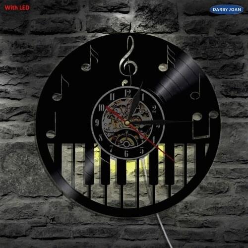 Play The Piano Music Led Vinyl Clock Wall Light Color Change Vintage Backlight Modern Handmade Decor Lamp Remote Control
